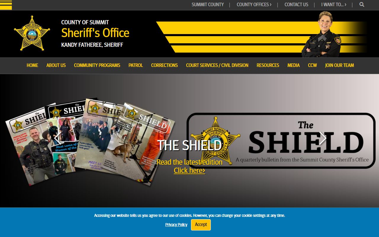 Summit County Sheriff's Office homepage for jail and arrest records