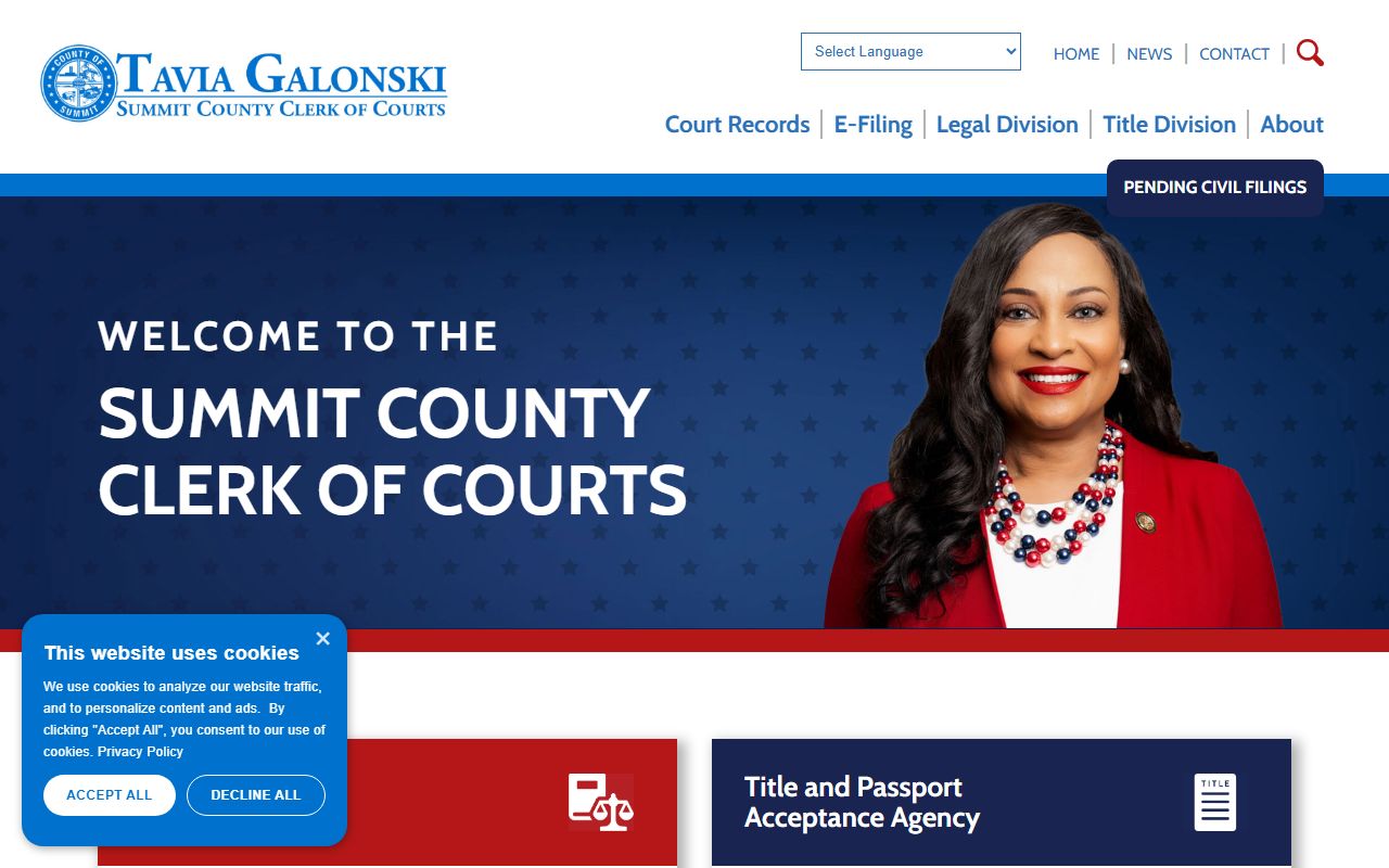 Summit County Clerk of Courts homepage for court records and e-filing