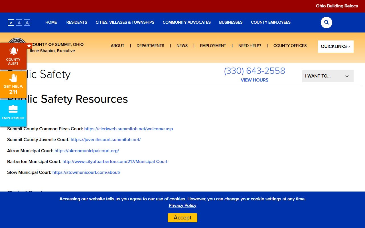 Summit County public safety resources directory linking courts and legal help