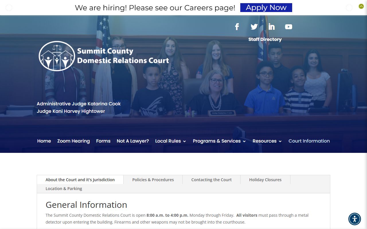 Summit County Domestic Relations Court jurisdiction and general information page