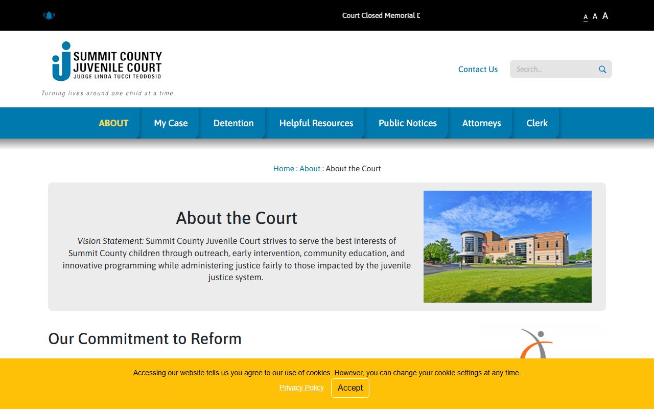 Summit County Juvenile Court About the Court page and reform initiatives