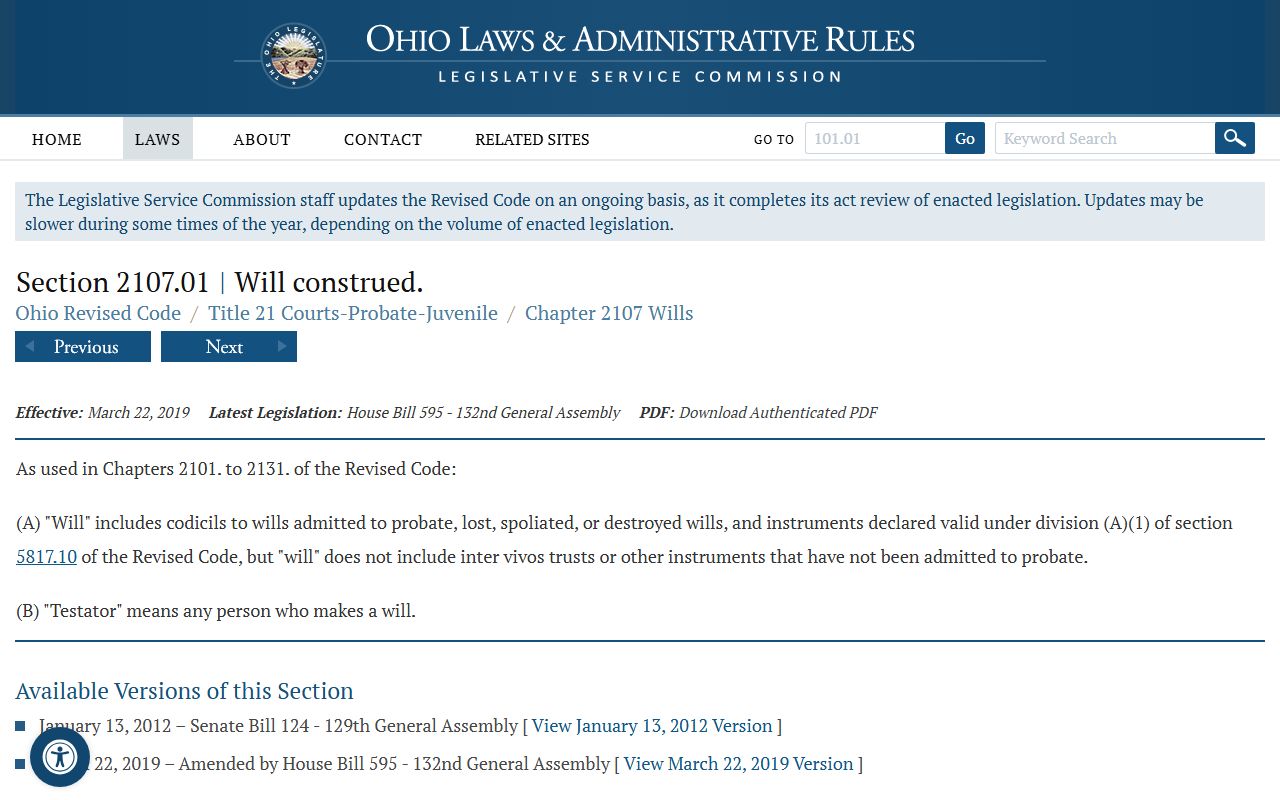 Ohio wills statute that frames Summit County probate records